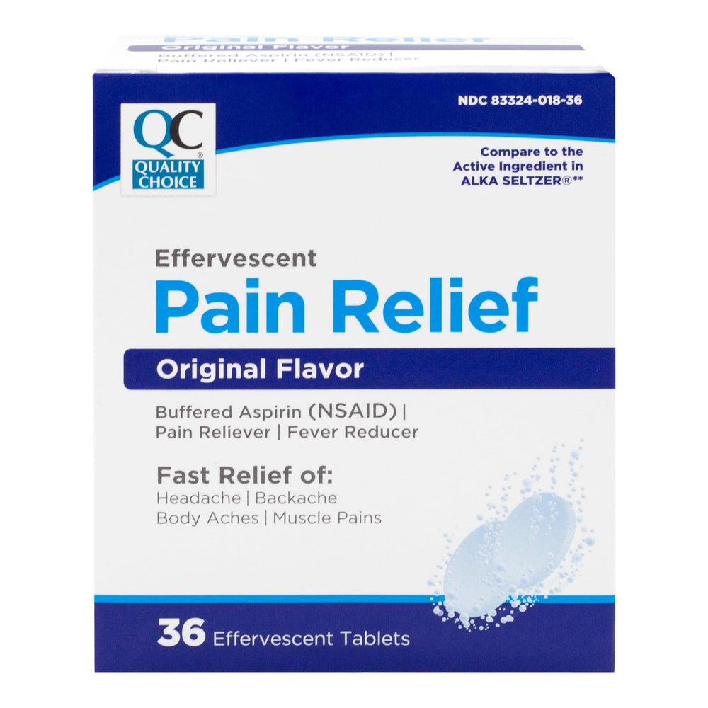Quality Choice effervescent tablets dissolving in a glass of water for fast absorption.