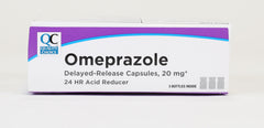 Quality Choice Omeprazole blister pack demonstrates portable dosing option.