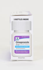 Quality Choice Omeprazole pill dispense image suggests measured daily intake.