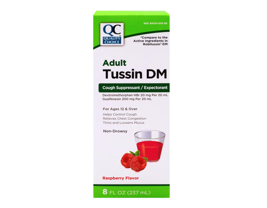 Quality Choice Tussin DM six-pack boxes for convenient value