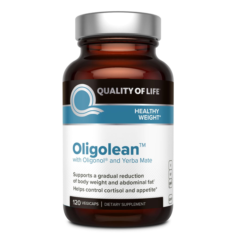 Quality of Life Oligolean bottle front for daily metabolism support and easy supplement routine.