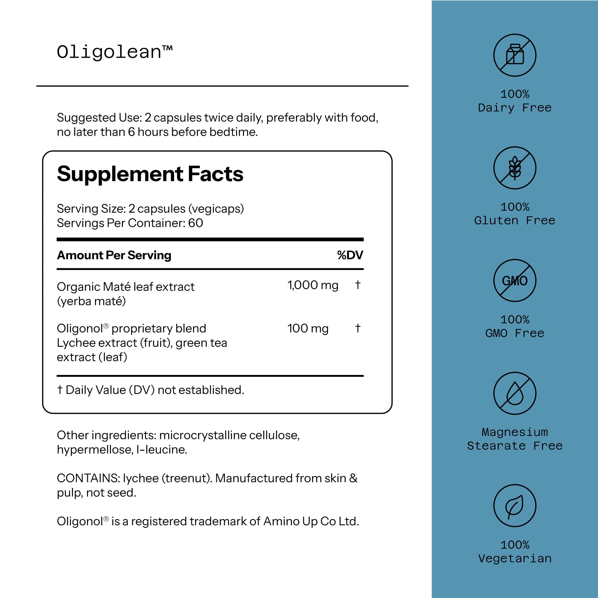 Quality of Life Oligolean capsules closeup highlighting vegan capsules for natural energy support.