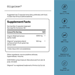 Quality of Life Oligolean capsules closeup highlighting vegan capsules for natural energy support.