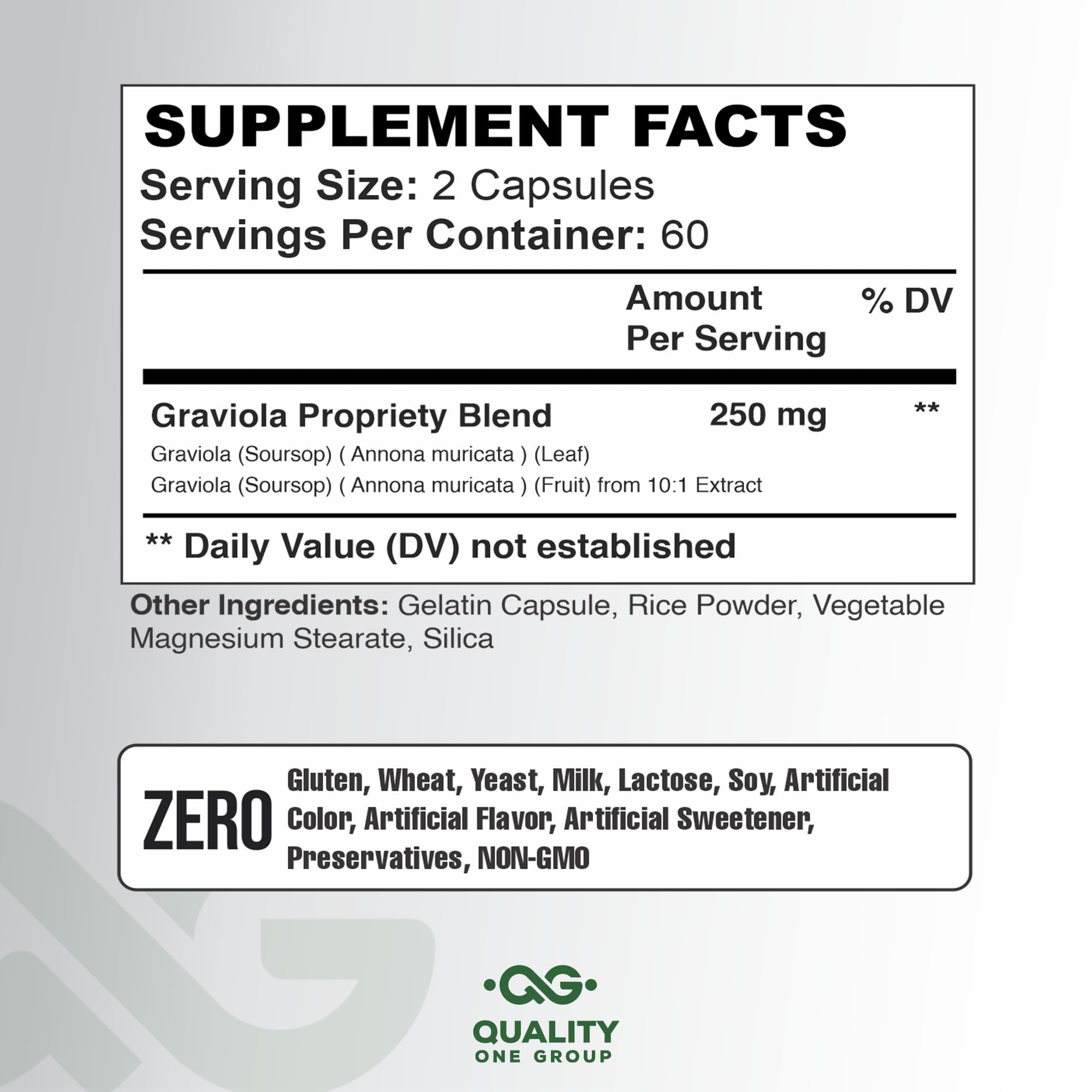 Quality One Graviola Max capsules close-up for easy daily intake