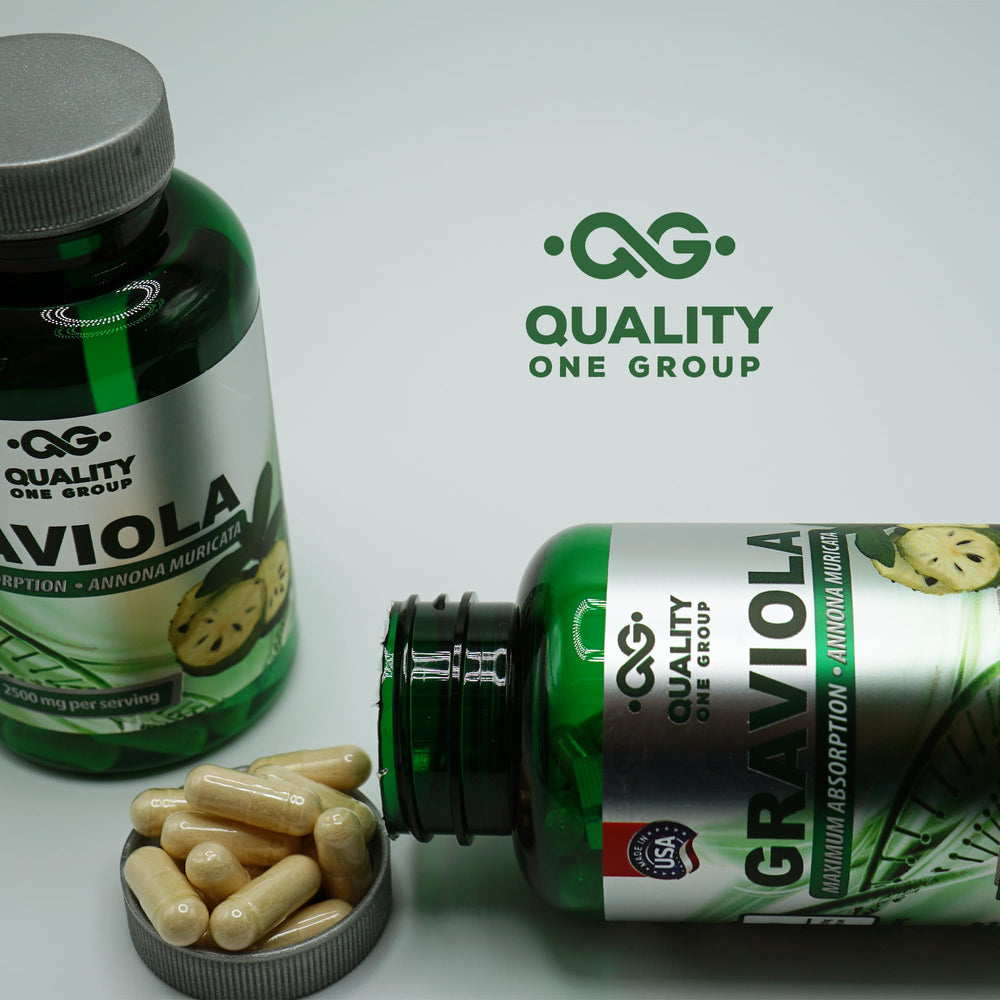 Quality One Graviola Max label and packaging showing product details