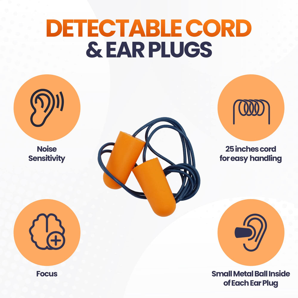 Quality Plugs by Rips detectable cord and blue cord provide easy visibility in busy work areas.