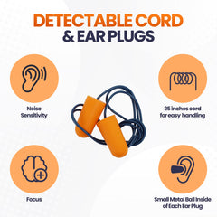 Quality Plugs by Rips detectable cord and blue cord provide easy visibility in busy work areas.