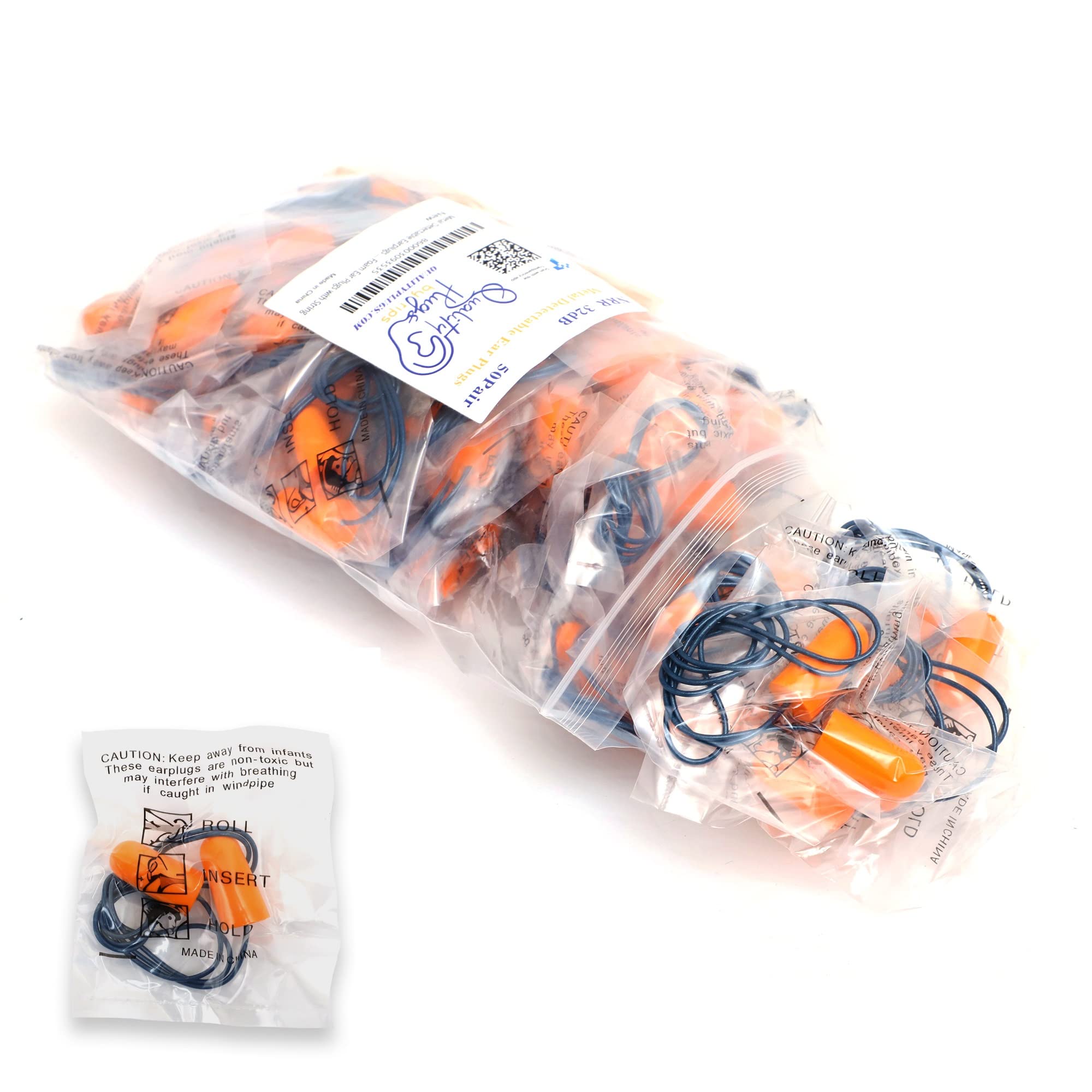 Quality Plugs by Rips metal-detectable foam earplugs for safe use in food facilities.
