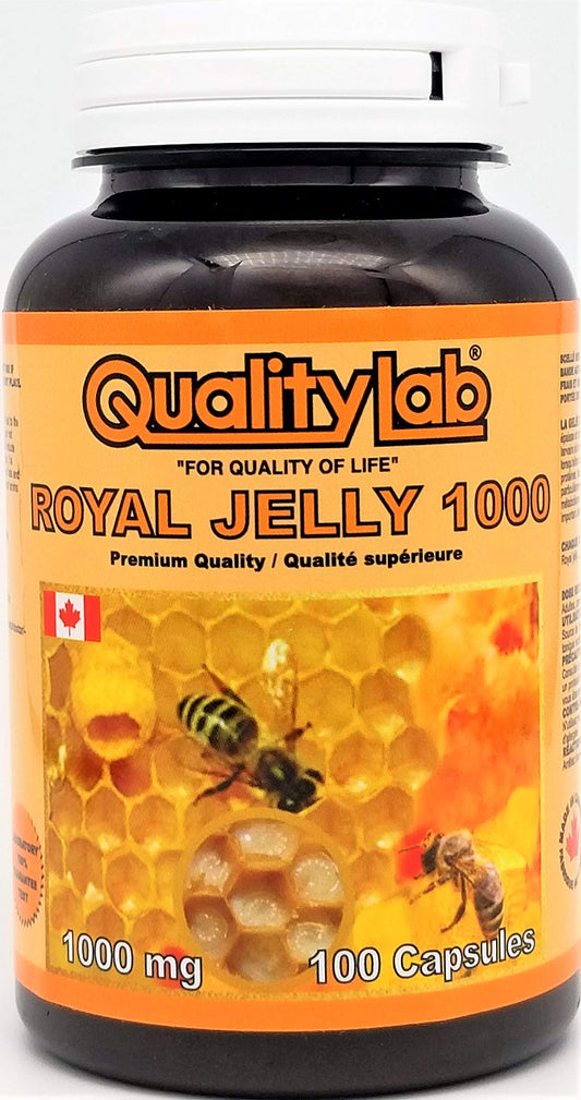 QUALITYLAB Royal Jelly 1000 mg bottle for daily use and easy dosing.