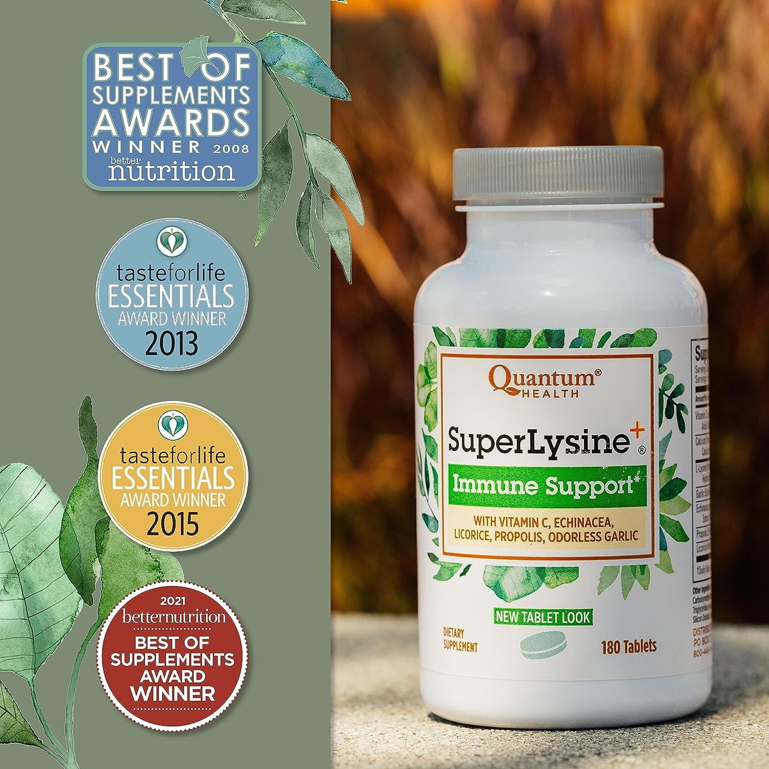 Deodorized garlic and propolis in Quantum Health SuperLysine+ bottle