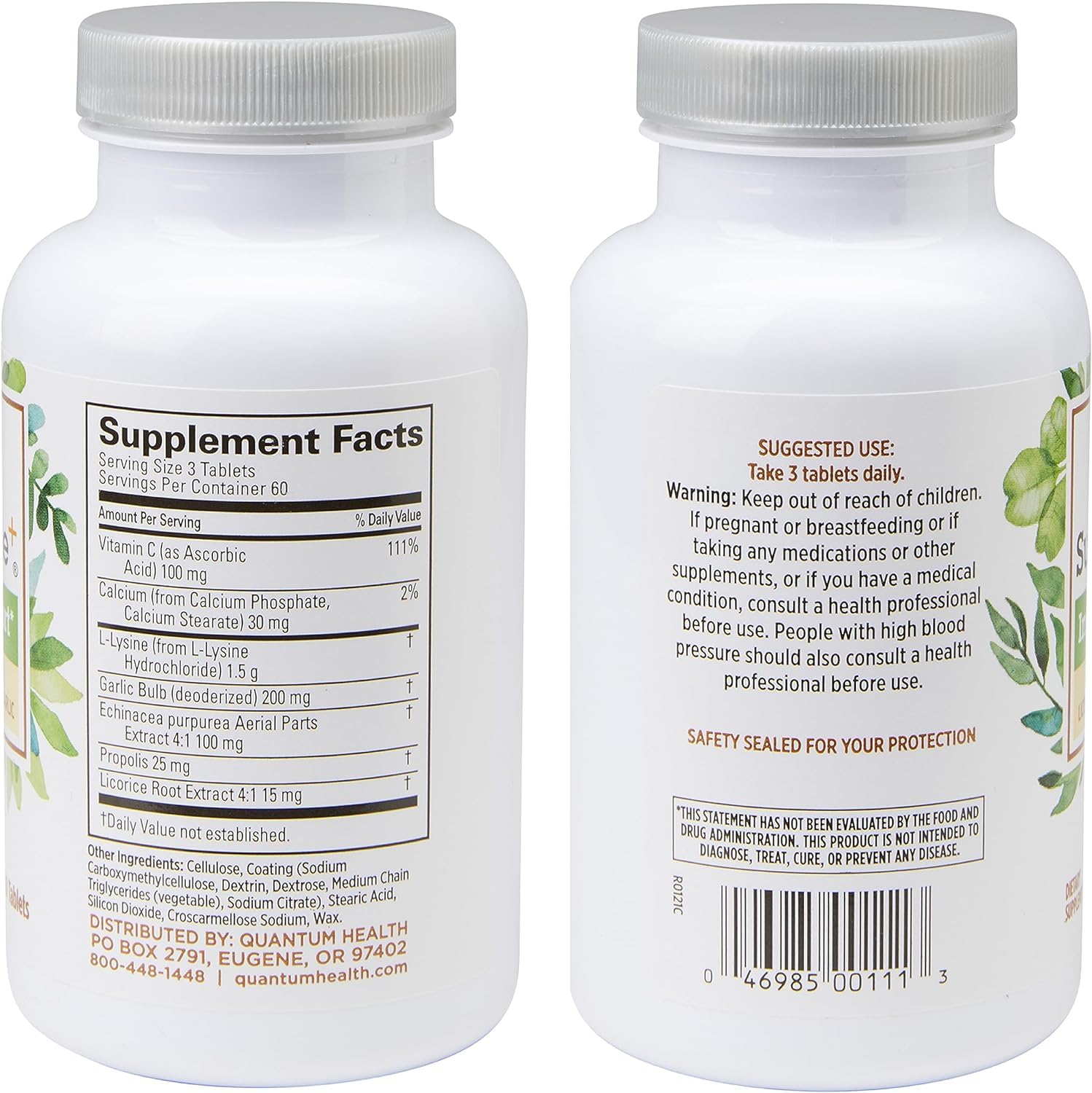 Vitamin C and echinacea blend on Quantum Health SuperLysine+ label