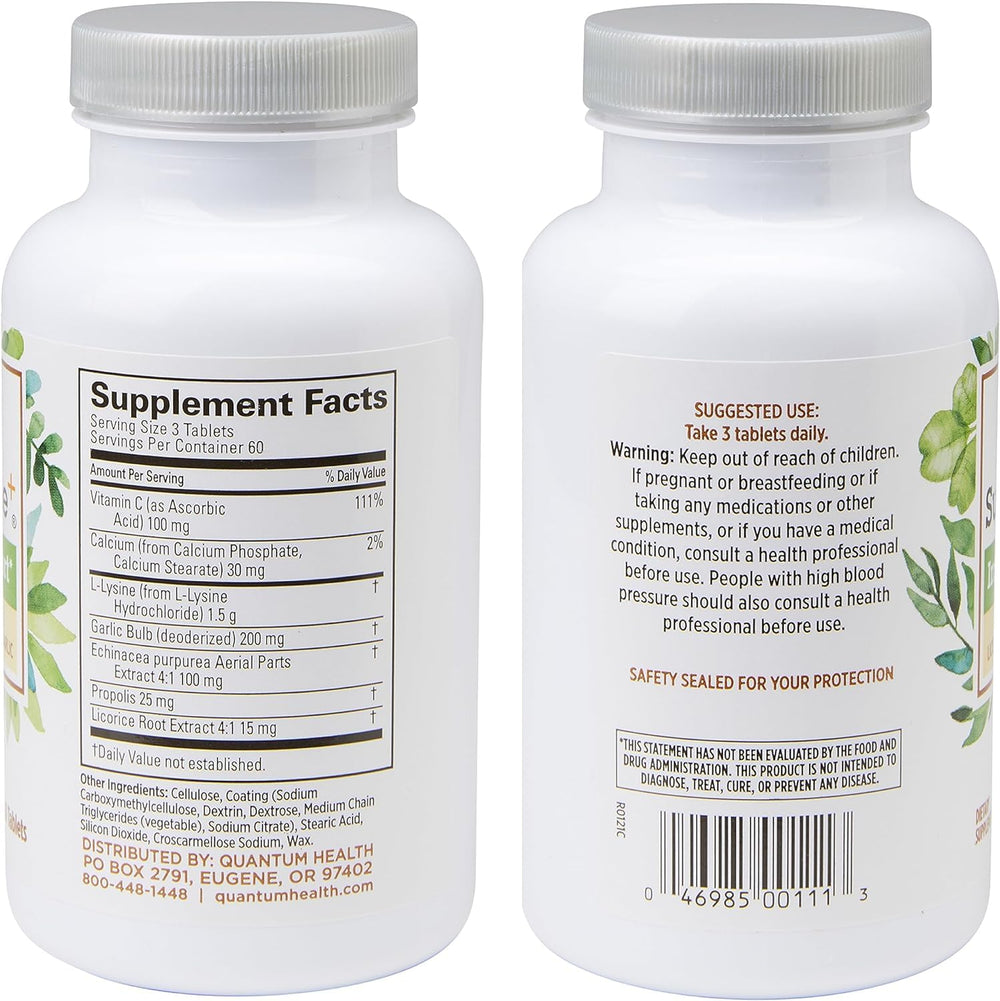 Vitamin C and echinacea blend on Quantum Health SuperLysine+ label