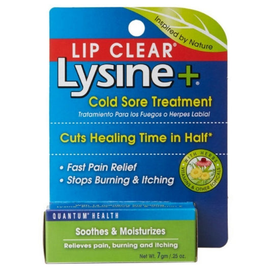 Quantum Lip Clear Lysine+ topical lip tube for cold sore care, on-the-go relief