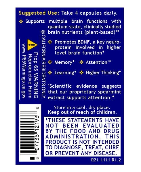 Brain Prodigy label emphasizes vegan capsules and pure, doctor-formulated quality.