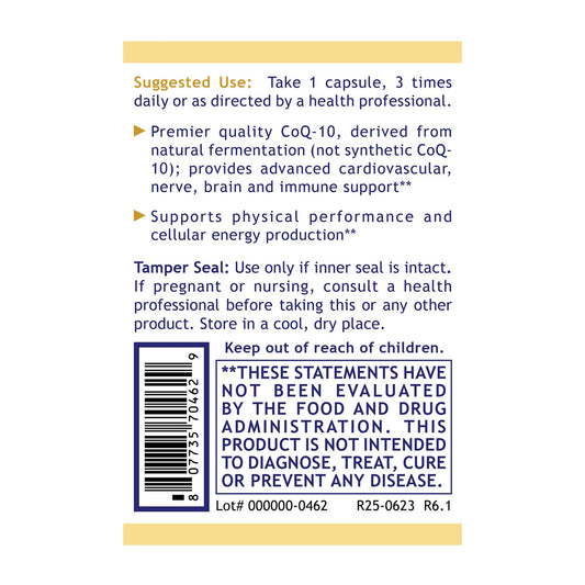 Quantum Nutrition CoQ-10 capsules close-up showing easy-to-swallow form.