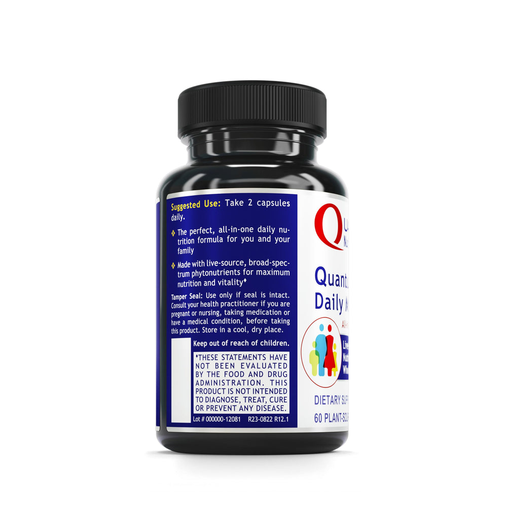 Quantum Nutrition Daily Multivitamin ingredients cordyceps and green tea for energy.