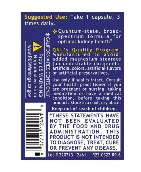 Quantum Nutrition Kidney Support Rhodiola Rosea for stress resilience and kidney health.