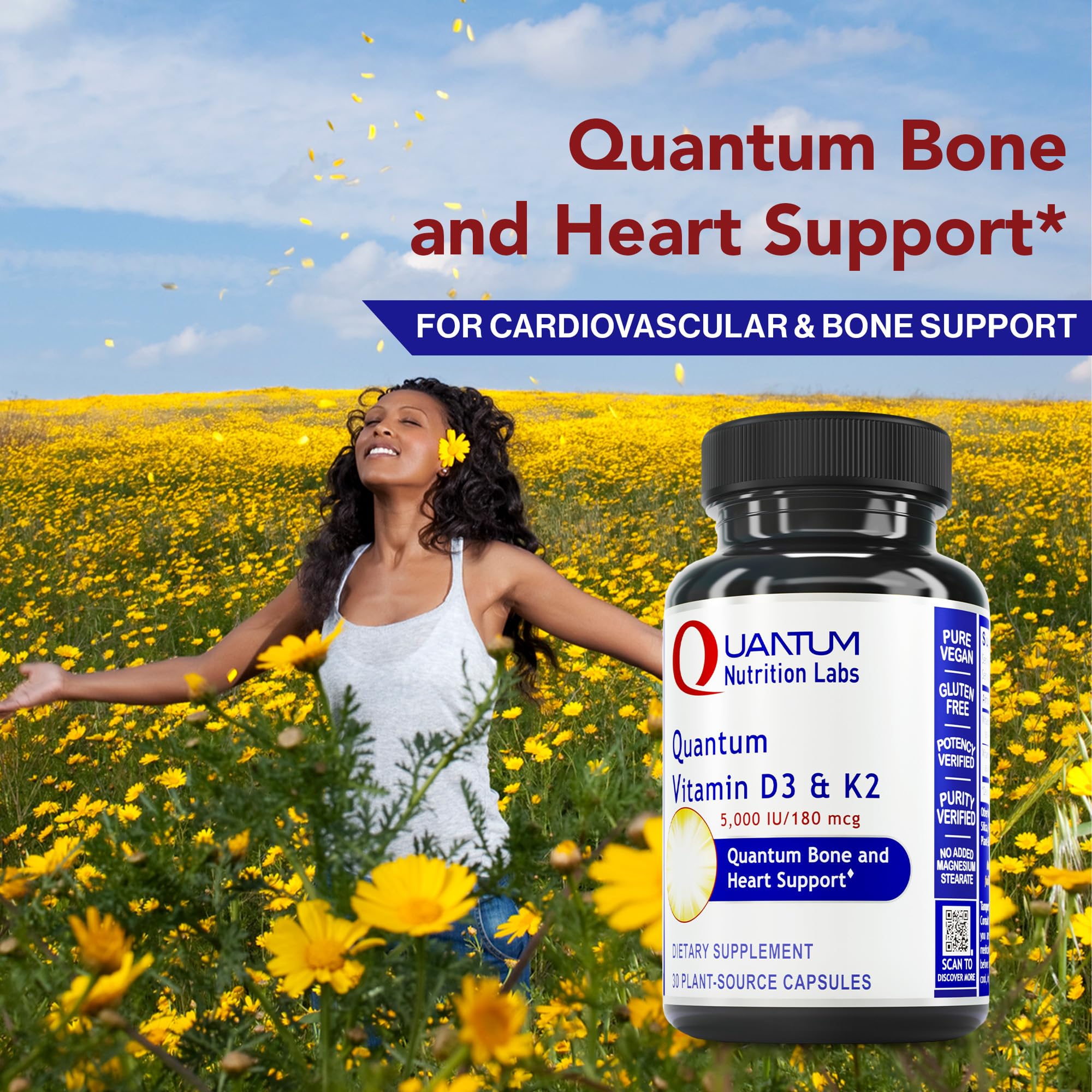Quantum Nutrition Labs D3 and K2 sustainably sourced from lichen.
