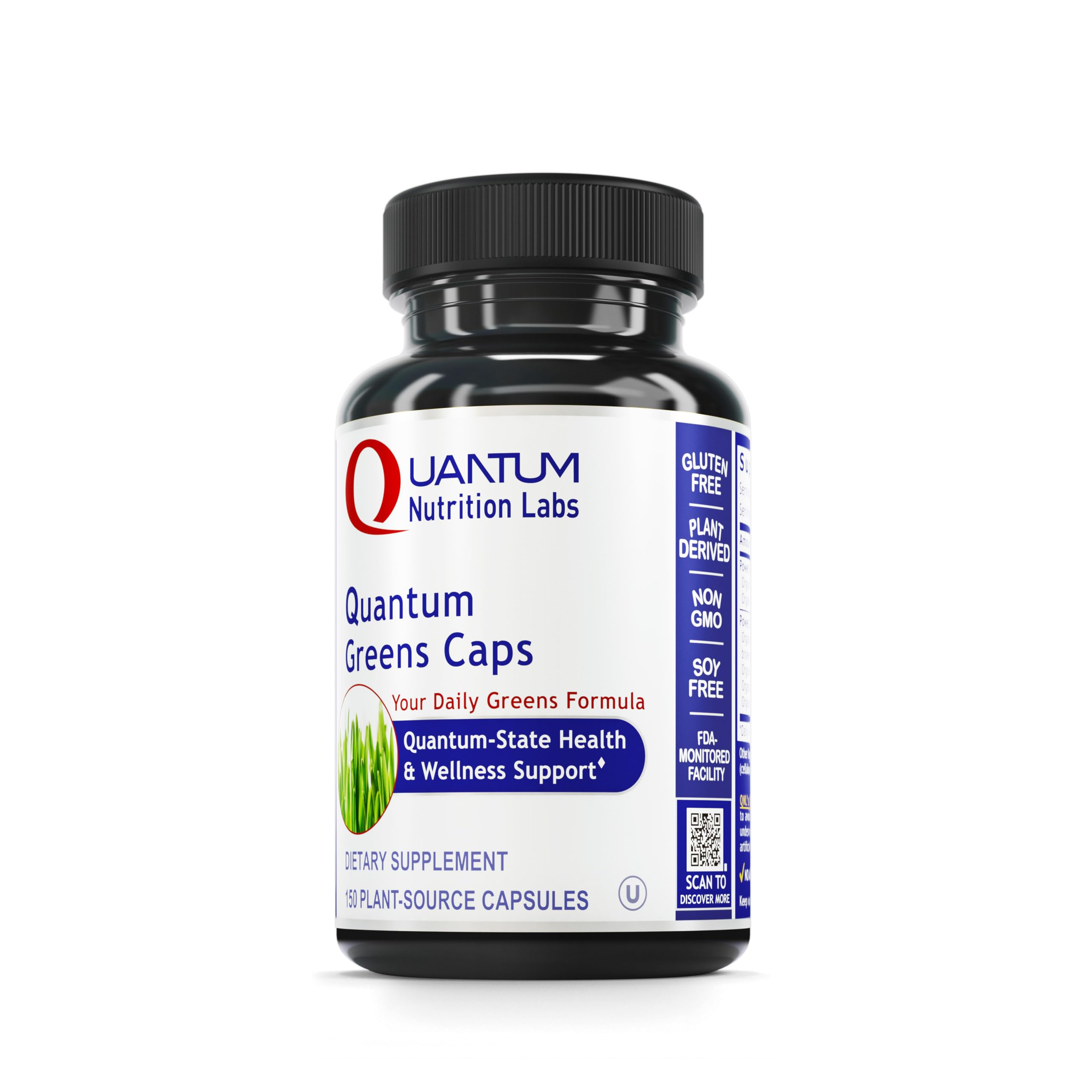 Quantum Nutrition Labs Greens Capsules bottle for convenient daily greens and wellness support
