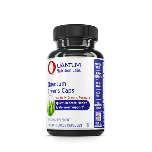 Quantum Nutrition Labs Greens Capsules bottle for convenient daily greens and wellness support