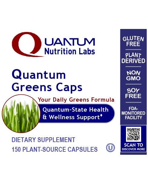 Quantum Nutrition Labs label shows organic chlorella for natural detox and antioxidant support