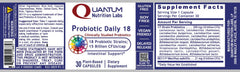 Quantum Nutrition Probiotic Daily 18 capsule-closeup highlights premium strains.