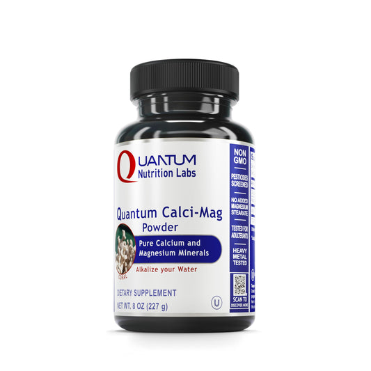Quantum Nutrition QNL Calci-Mag powder bottle supports joint and bone health.