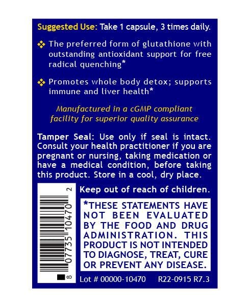 Quantum Nutrition QNL Glutathione Support label emphasizes organic formula and eye health