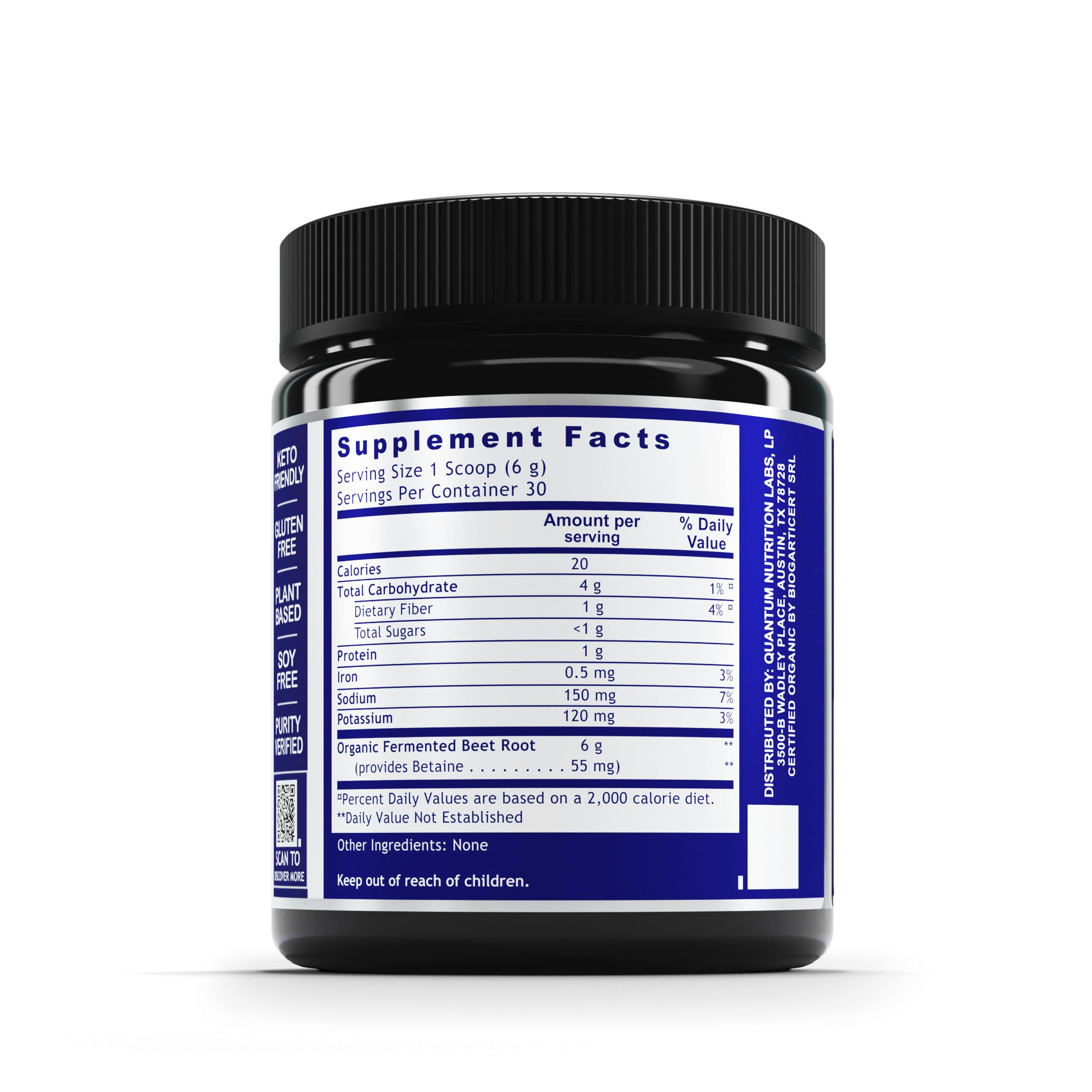 Quantum Nutrition QNL Qultured Beets powder highlights a natural nitrate source for active lifestyles