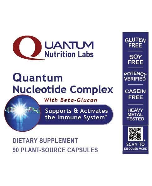Quantum Nutrition Quantum Nucleotide Complex beta-glucan highlights immune system support.