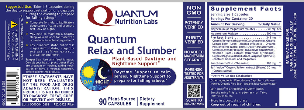 Daily use of Quantum Relax and Slumber for ongoing stress relief
