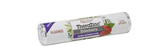 Quantum TheraZinc Elderberry roll pack lozenges for on-the-go immune support.