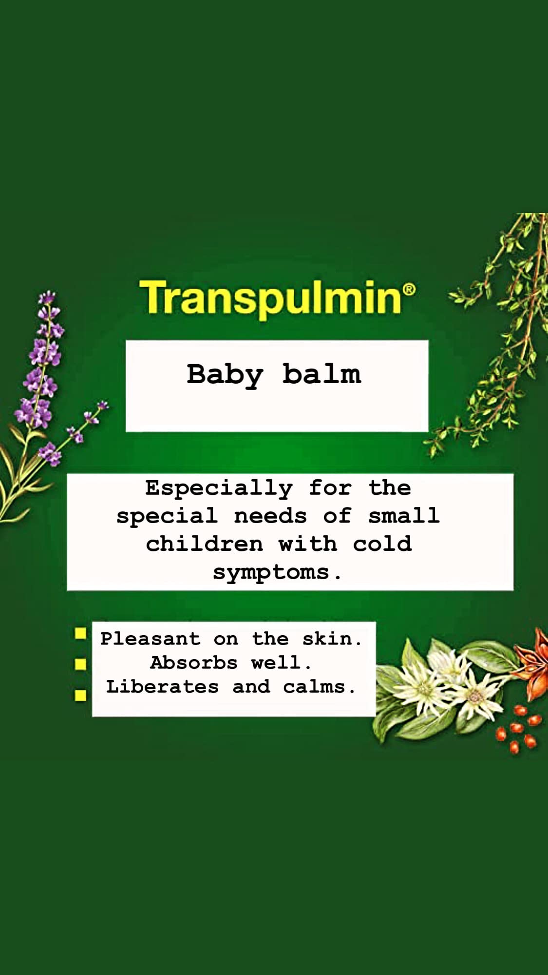 Quartett Transpulmin Baby Balm mild supports calm bedtime routine.