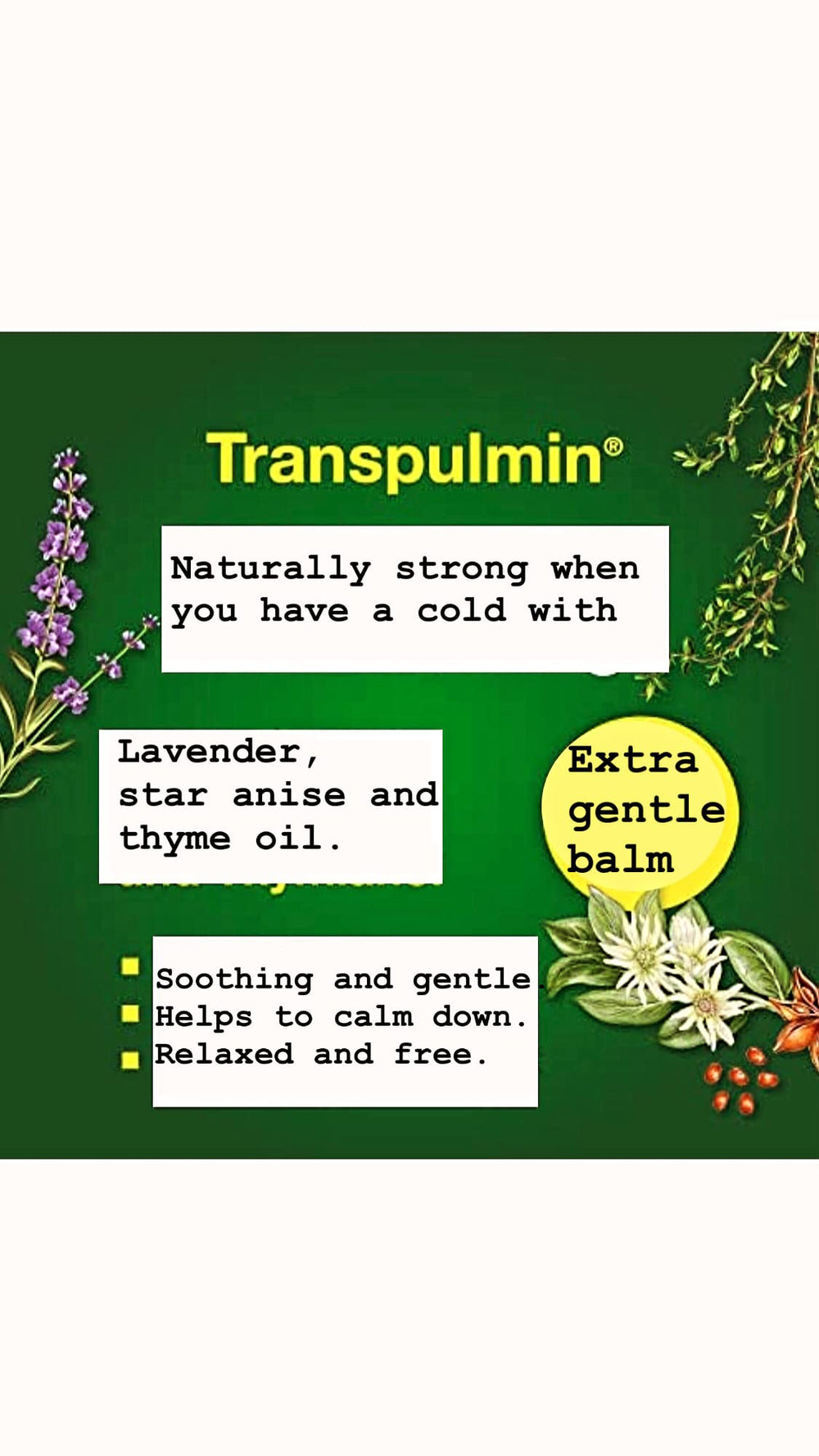 Quartett Transpulmin Baby Balm mild soothing scent for comfort.