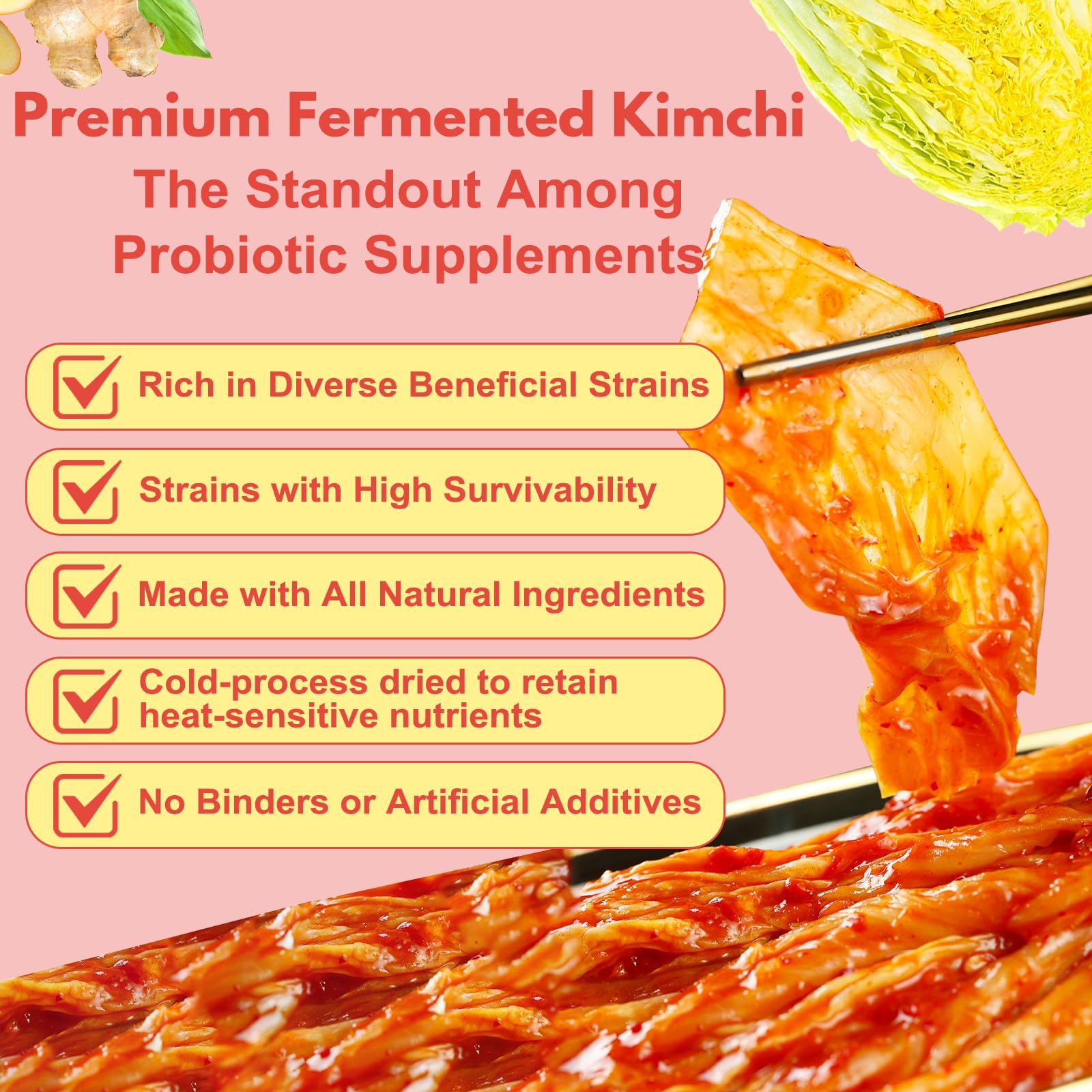 QUBIT Kimchi Supplement serving scoop suggests simple daily ritual.