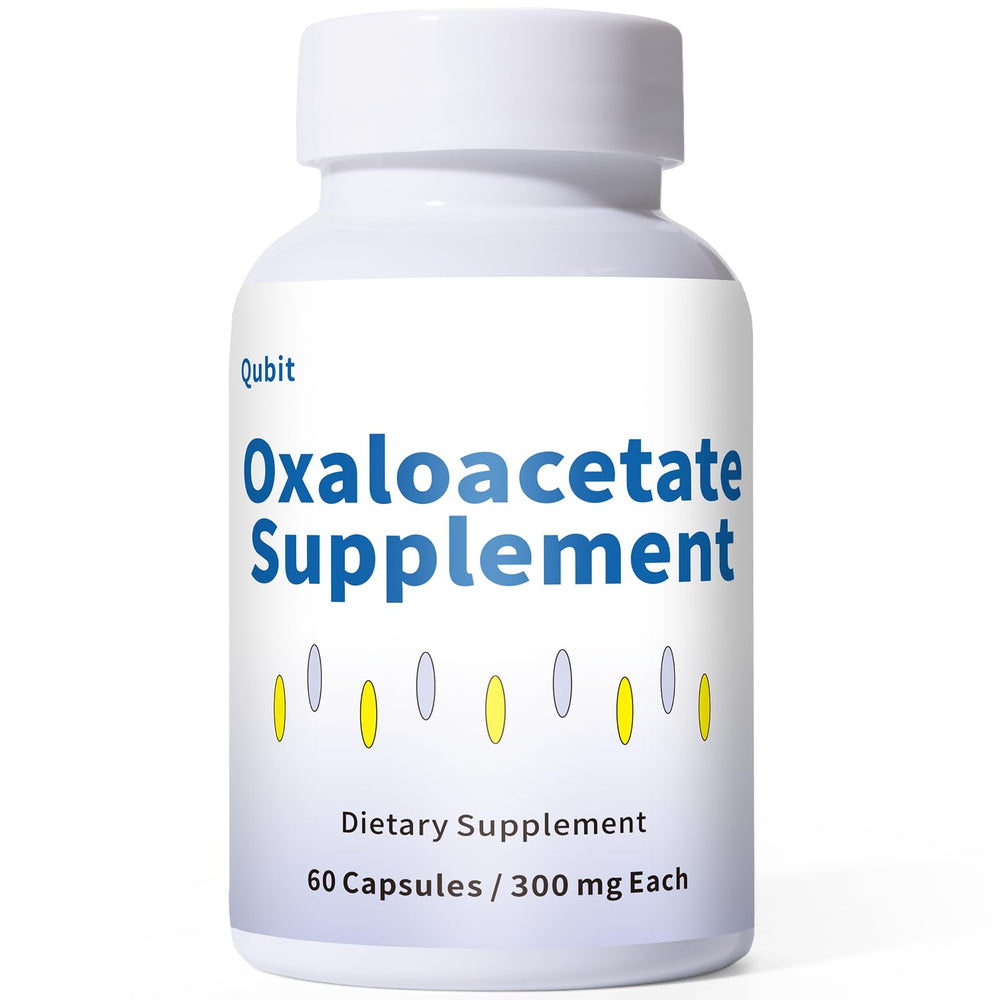 QUBIT Oxaloacetate bottle front with energy and focus emphasis