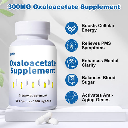 QUBIT Oxaloacetate capsules close-up for daily focus support