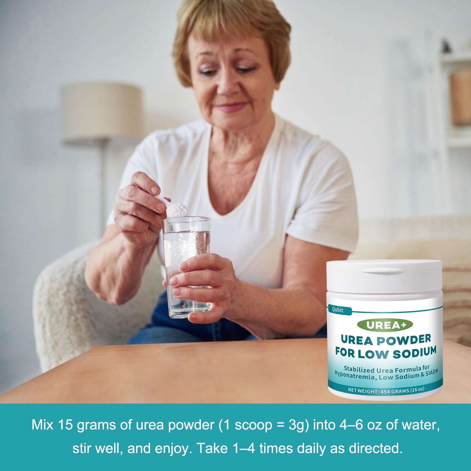QUBIT Urea+ powder USP-grade packaging emphasizes medical-quality standards