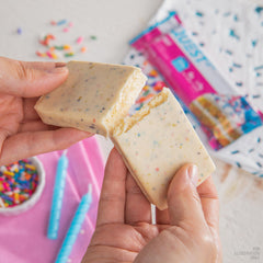 Quest Birthday Cake Bar fiber claim showcases 12g fiber per bar