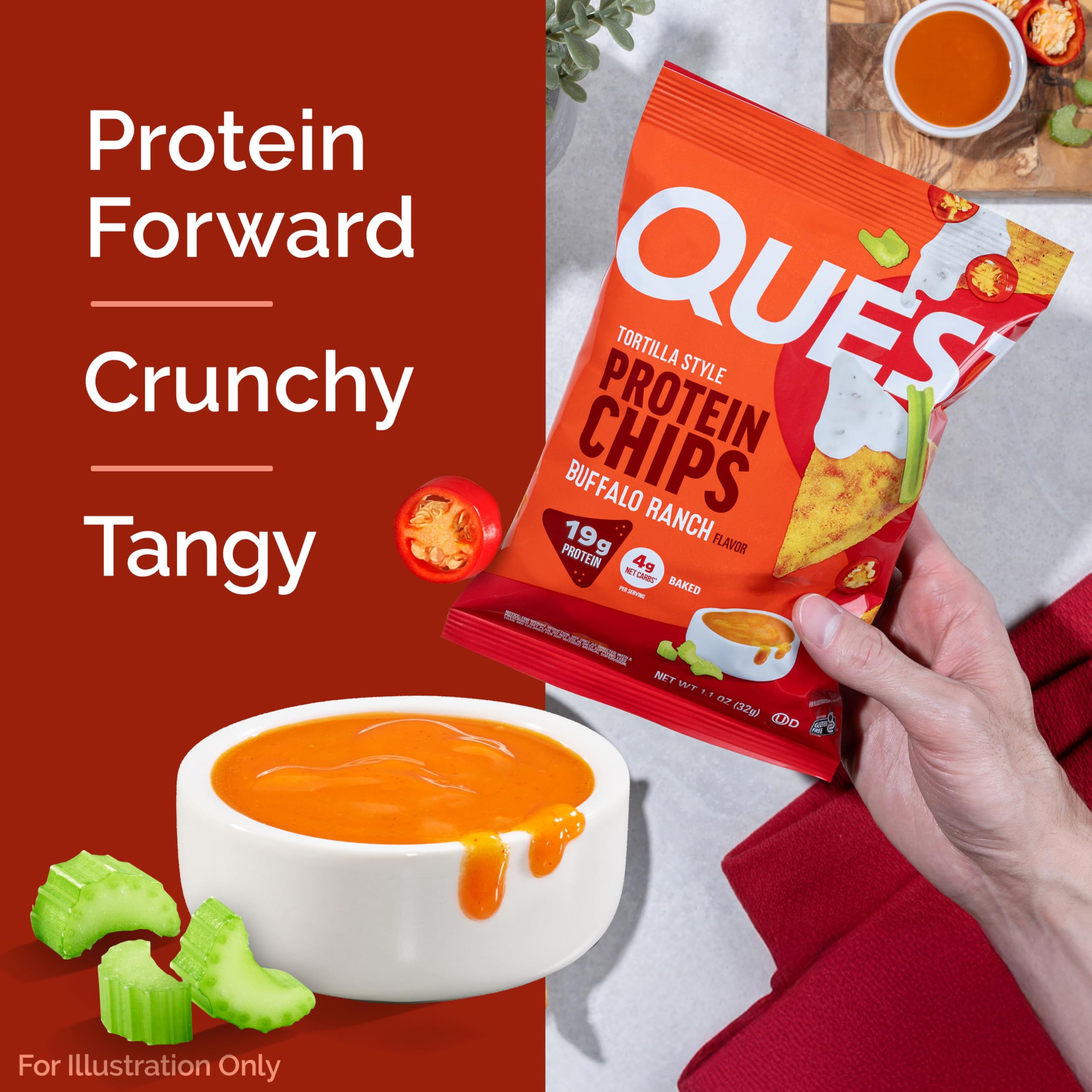 Quest Buffalo Ranch nutrition panel highlights 19g protein per serving.