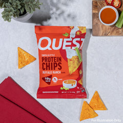 Quest Buffalo Ranch on-the-go snacking image shows portable protein boost.