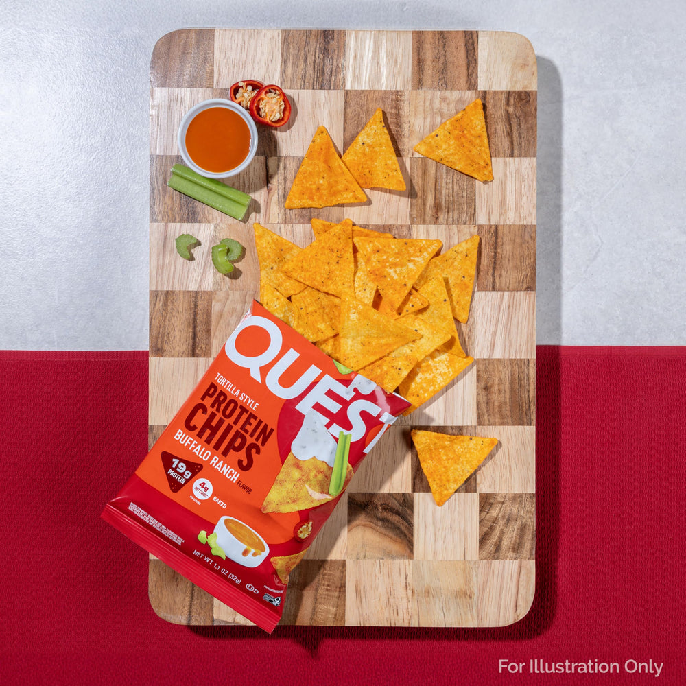 Quest Buffalo Ranch serving size image signals convenient single-serve packs.