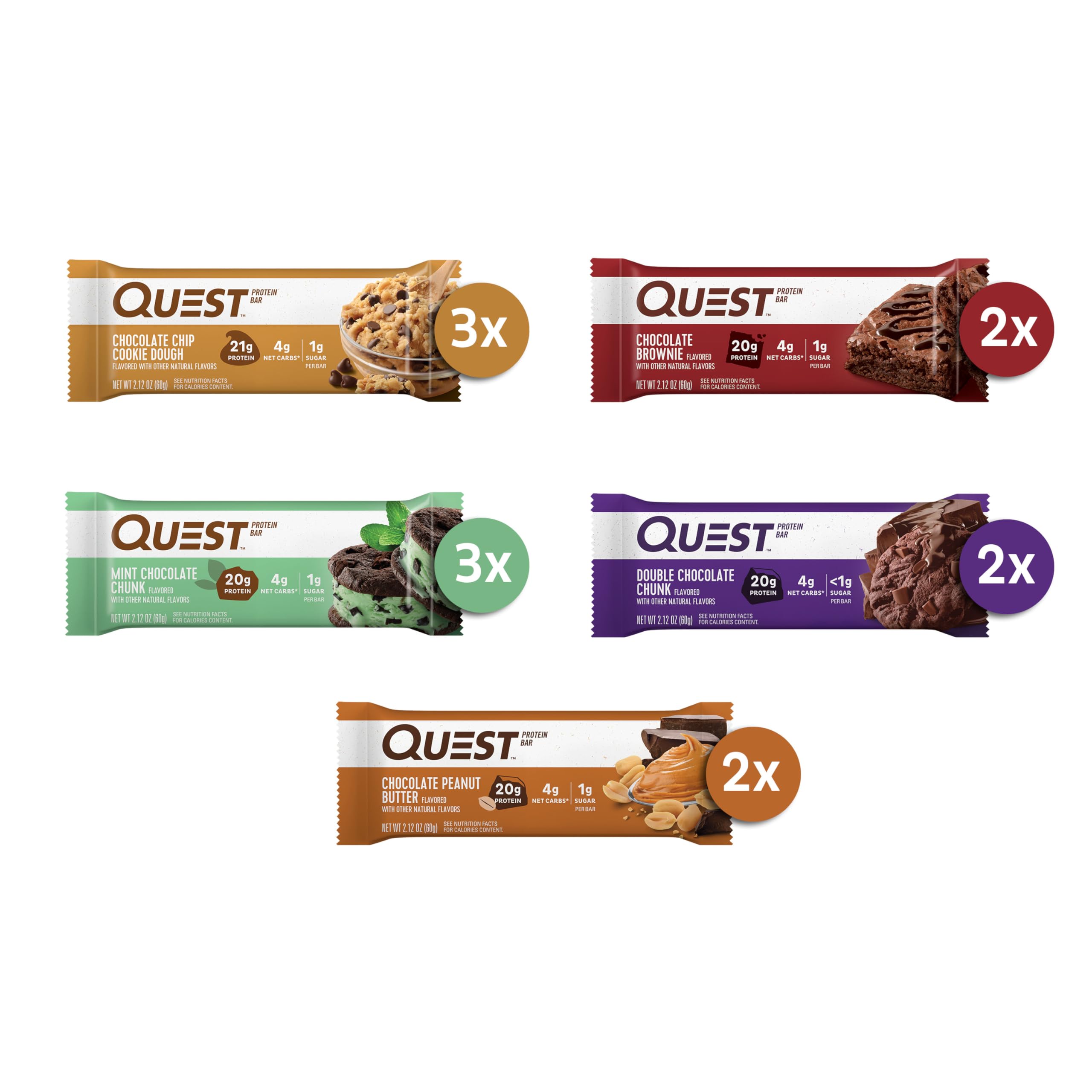Quest Chocolate Chip Cookie Dough bar close-up, creamy texture for satisfying chocolate cravings.