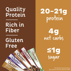 Quest Chocolate Peanut Butter bar on desk, rich flavor and protein boost after workouts.
