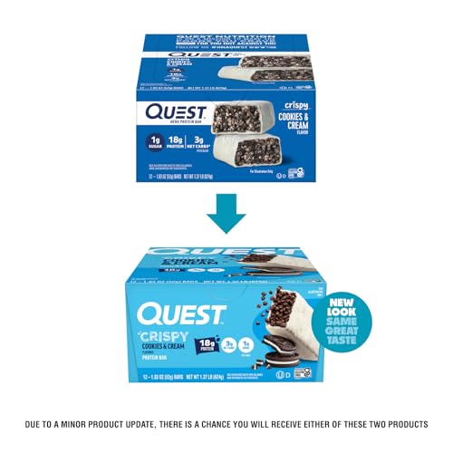 Unwrapped Quest Cookies & Cream Crispy Bar reveals creamy coating and crispy texture.