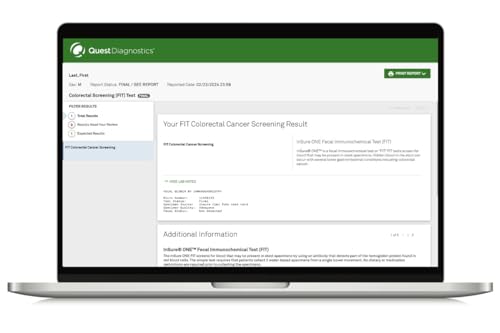 Quest Diagnostics Colorectal Screening Kit online results view provides quick access to your lab report.