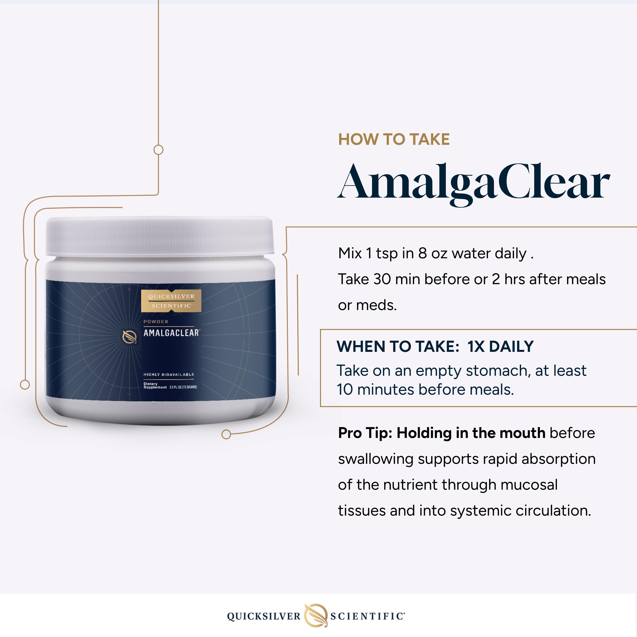 Quicksilver AmalgaClear packaging signals quality and safety for daily use.