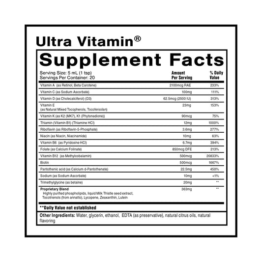 Quicksilver Liposomal Ultra Vitamin being poured into a glass for fast-acting nutrition.