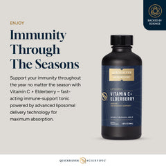 Quicksilver Liposomal Vitamin C Elderberry label highlights 1000 mg potency.