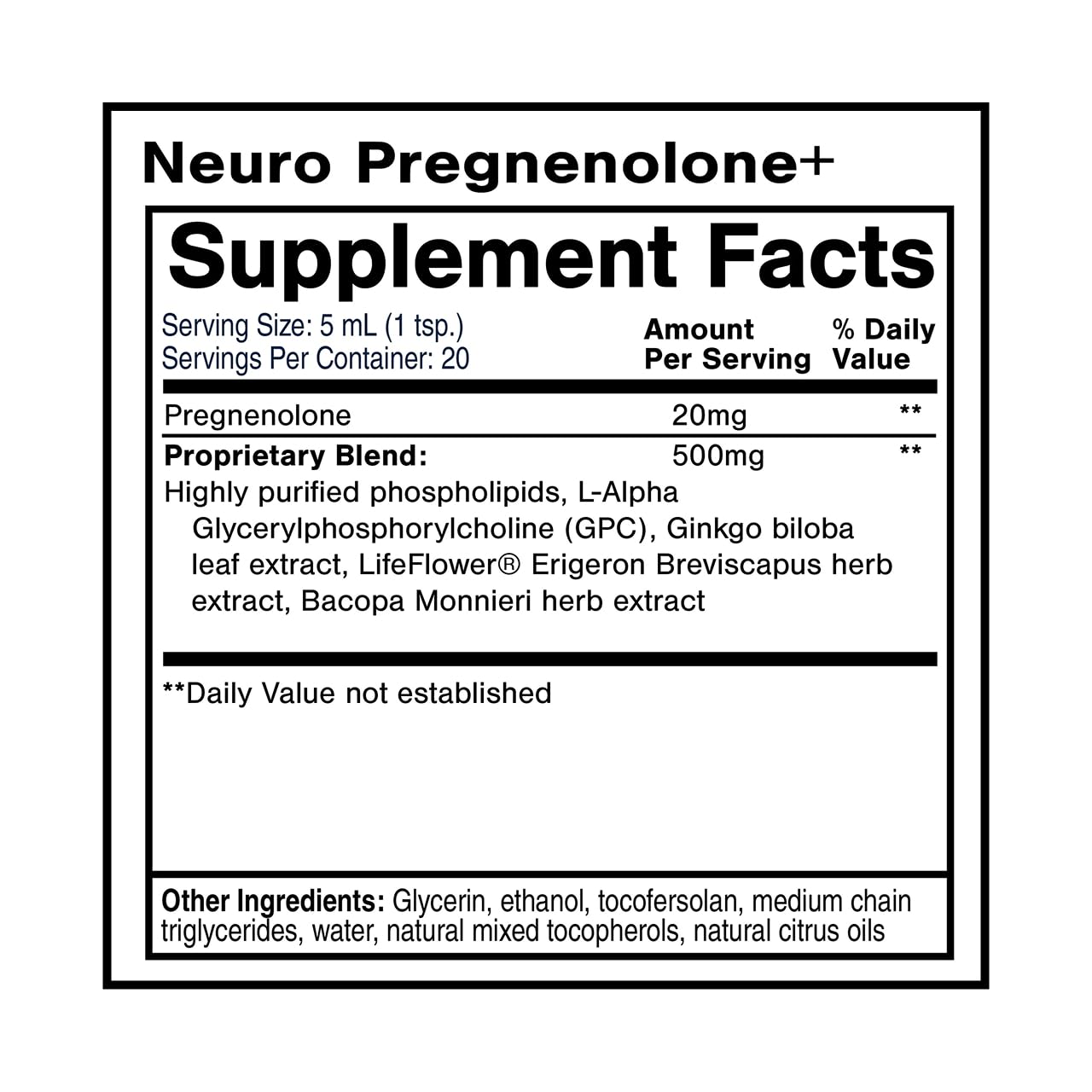 Quicksilver Neuro Pregnenolone+ dropper ready for daily cognitive support.